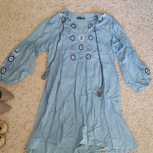 Farm style blue cotton dress